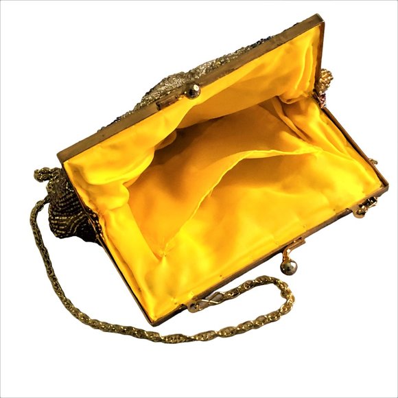 Vintage Dazzling Peacock-like Design Vibrant Beaded Evening Bag Excellent Cond - Picture 4 of 5